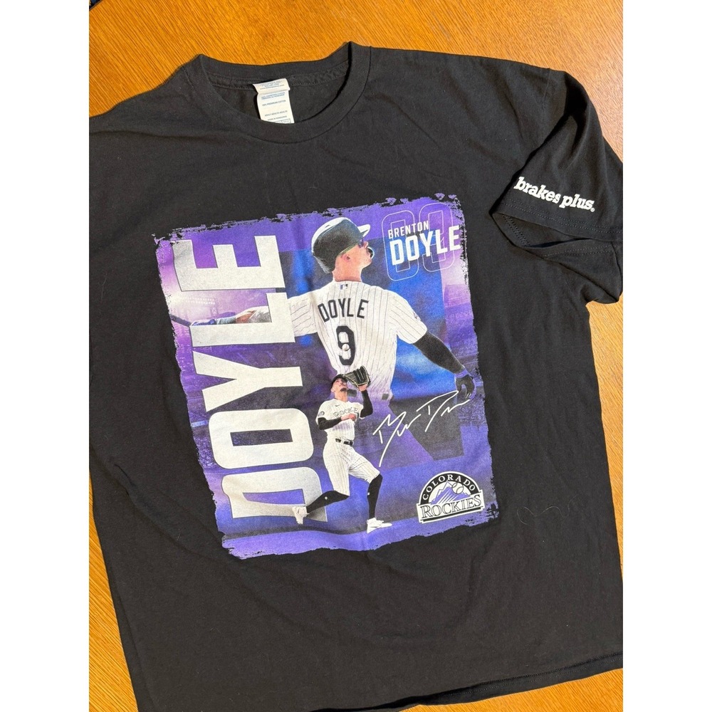 Colorado Rockies Brenton Doyle #9 T-Shirt Brakes‎ Plus Promo Black Cotton XL